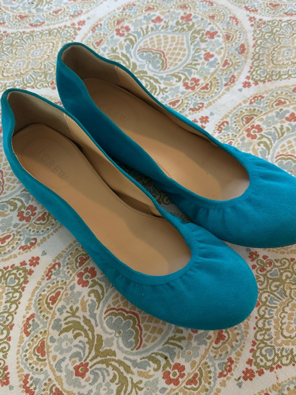 J Crew blue suede ballet flats, excellent condition, barely worn size 8M
